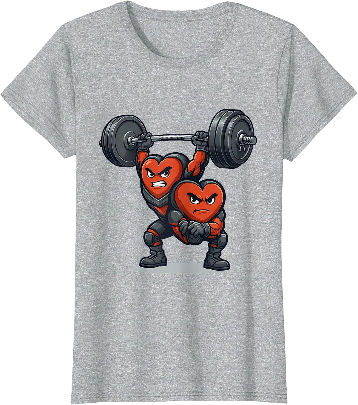 Women's Heart Mascot Gym Humor Valentine's Day Weightlifting T-Shirt - Heather Grey