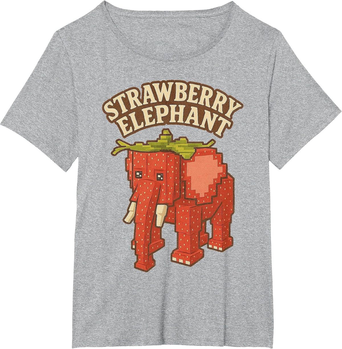 Strawberry Elephant Funny Italian Brainrot Slang Gaming Meme T-Shirt - Heather Grey
