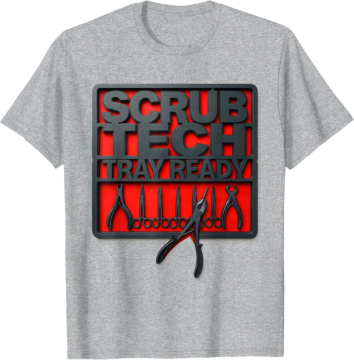 Men's Scrub Tech Tray Ready Stencil Graphic Surgical Tech T-Shirt - Heather Grey