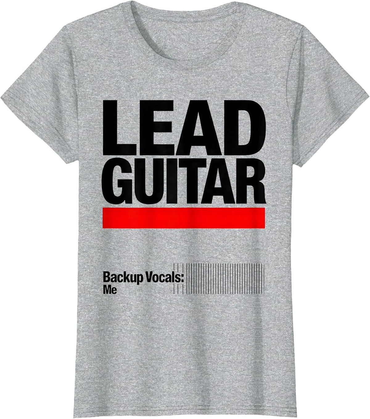 Women's LEAD GUITAR Backup Vocals Me Funny Cat Rock Band Parody T-Shirt - Heather Grey