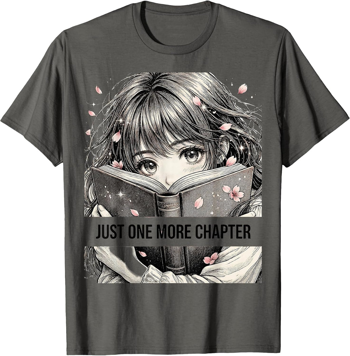 Just One More Chapter Bookish Reader Design T-Shirt - Asphalt Grey