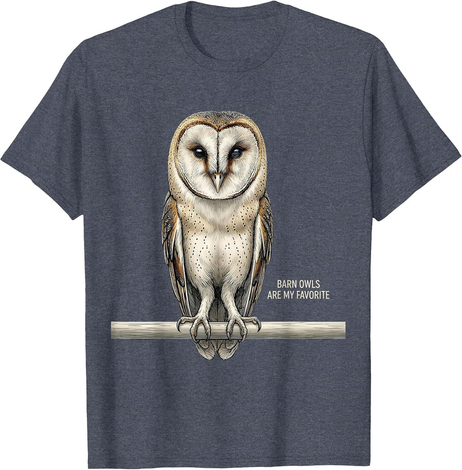 Barn Owls Are My Favorite Funny Owl Lover Vintage Humor T-Shirt - Heather Blue