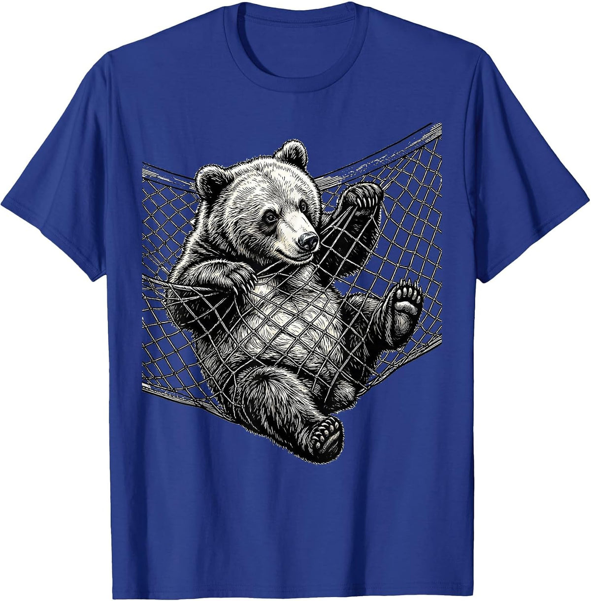 Men's Bear Cub Tangled in Tennis Net Funny Graphic T-Shirt - Royal Blue