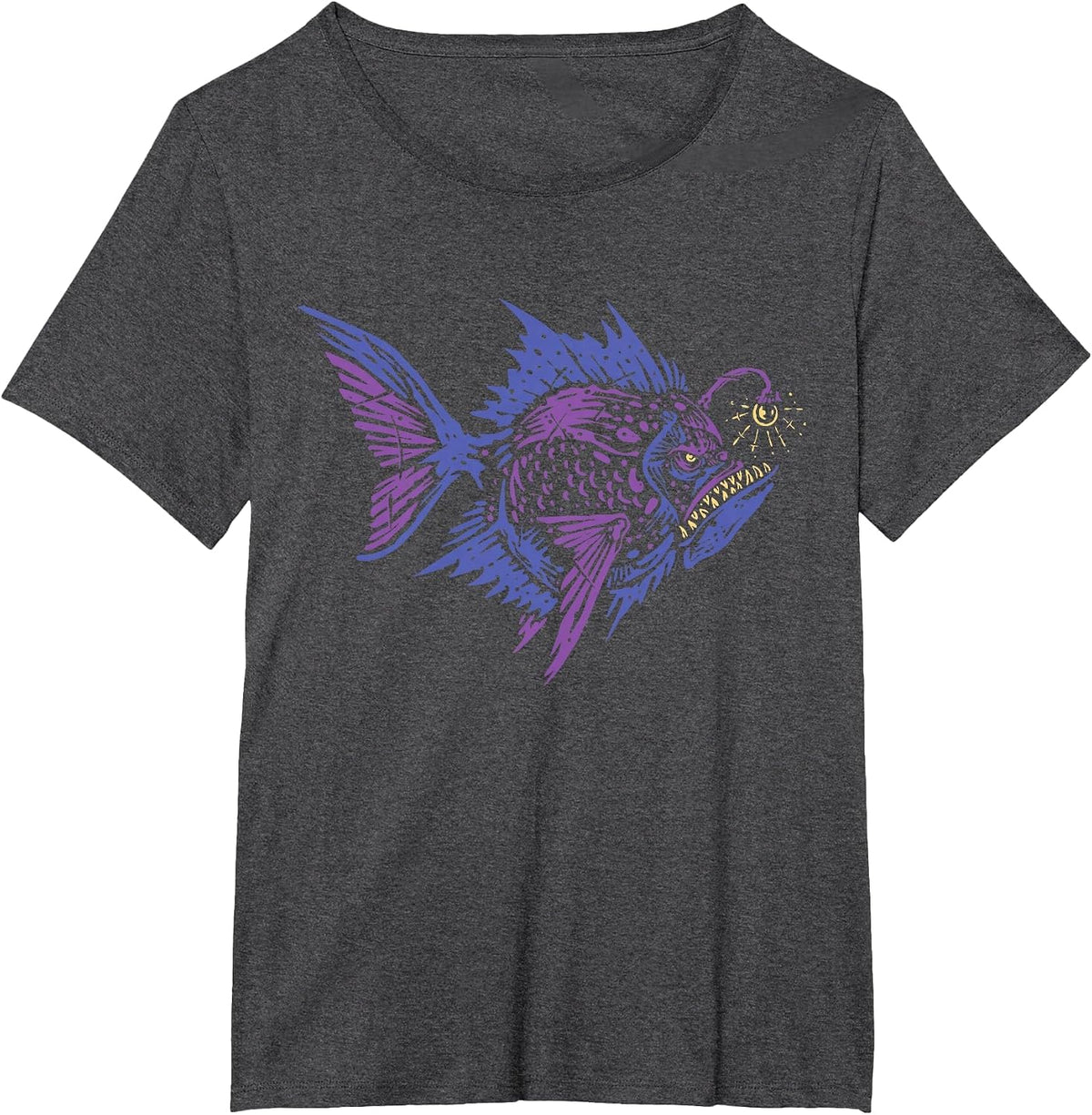 Anglerfish Deep Sea Creatures Sea Monster Angler Fish T-Shirt - Dark Heather Grey