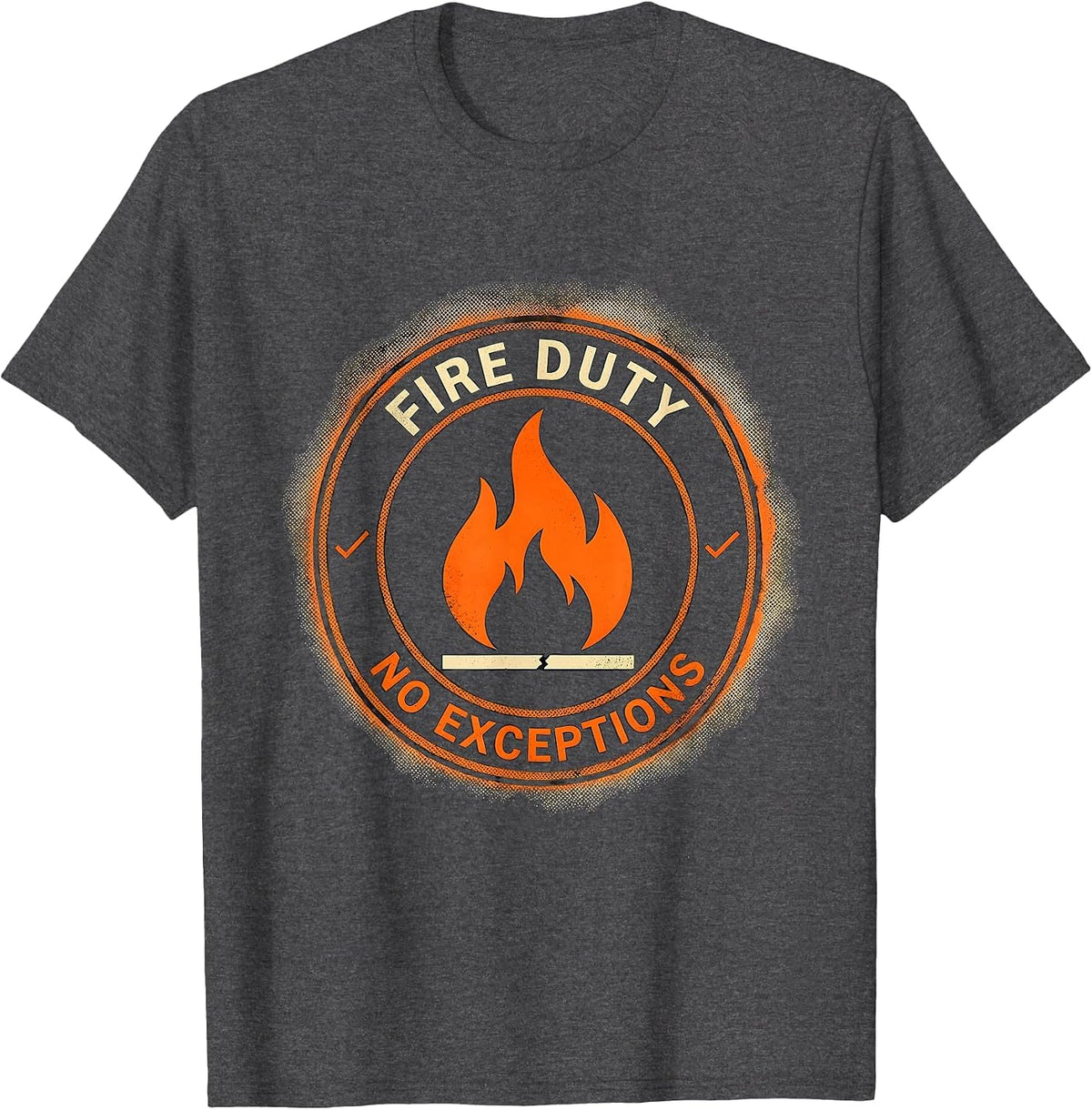 Men's Fire Duty No Exceptions Bold Halloween Costume Humor T-Shirt - Dark Heather Grey