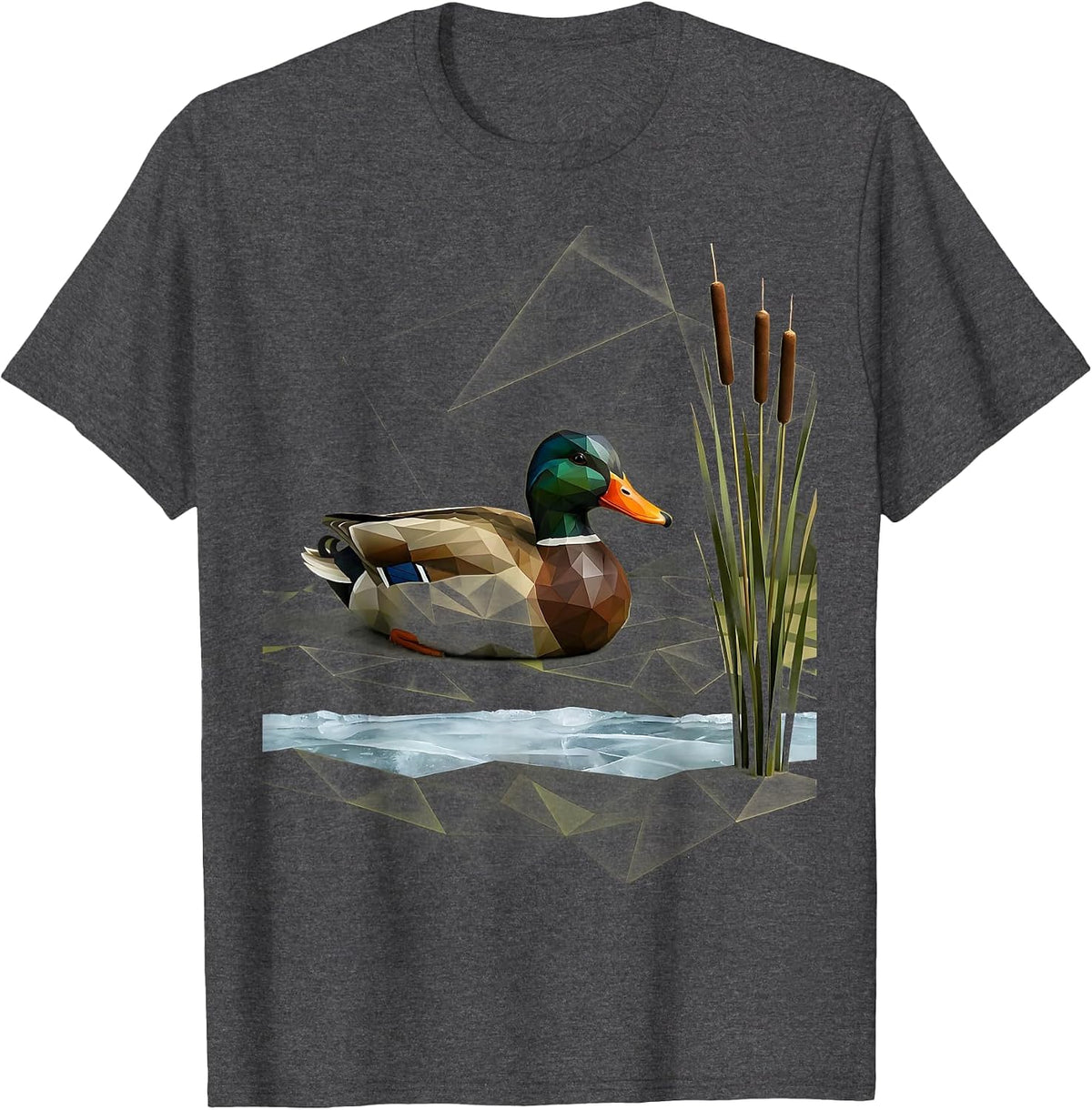 Mallard Decoy Geometric Duck Hunting Humor T-Shirt - Dark Heather Grey
