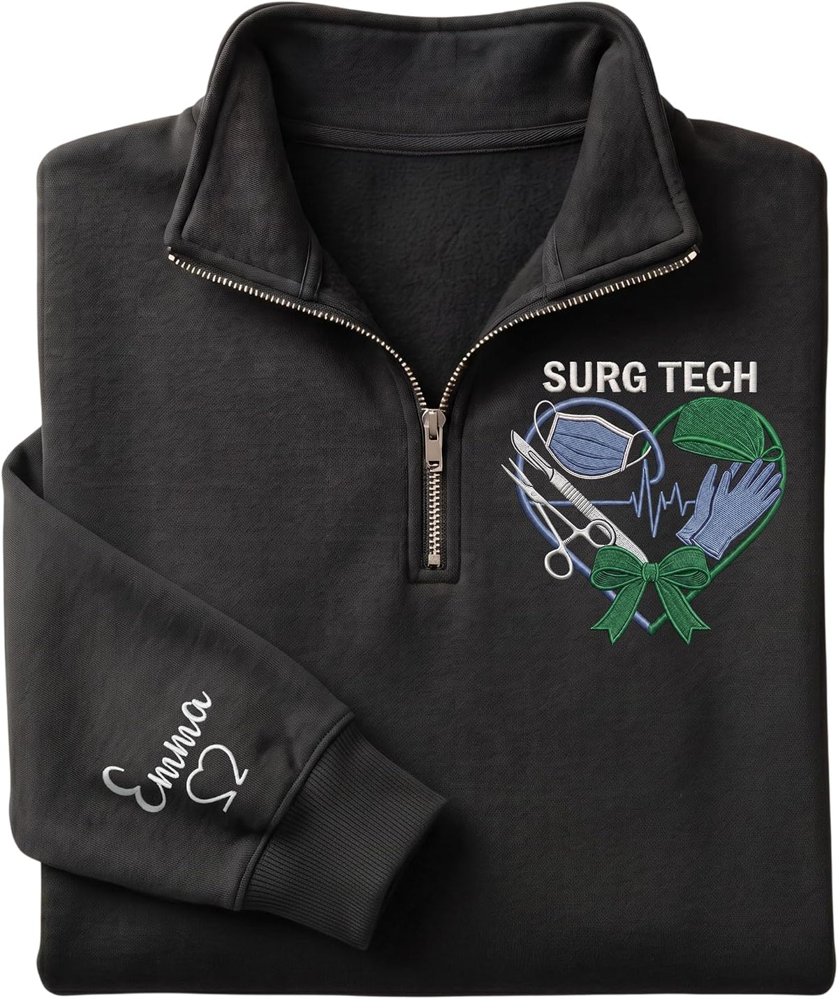 Love Signal Custom Surg Tech Embroidered Zip Sweatshirt, Surgery Squad - S2
