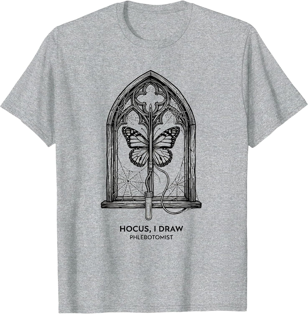 Men's Hocus, I Draw, Phlebotomist Funny Halloween Nurse Lab Tech T-Shirt - Heather Grey