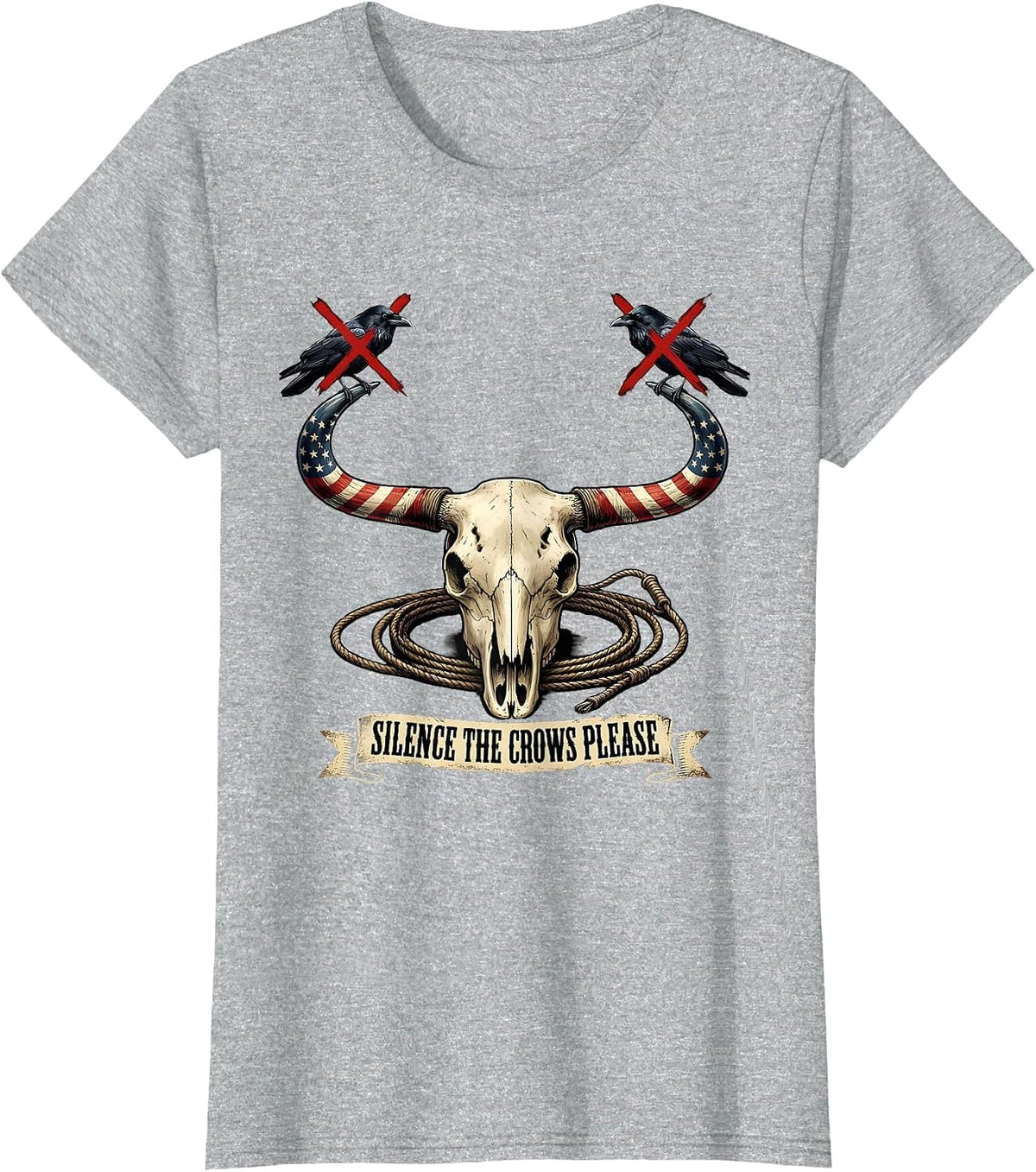 Silence The Crows Please Funny Bird Design T-Shirt - Heather Grey