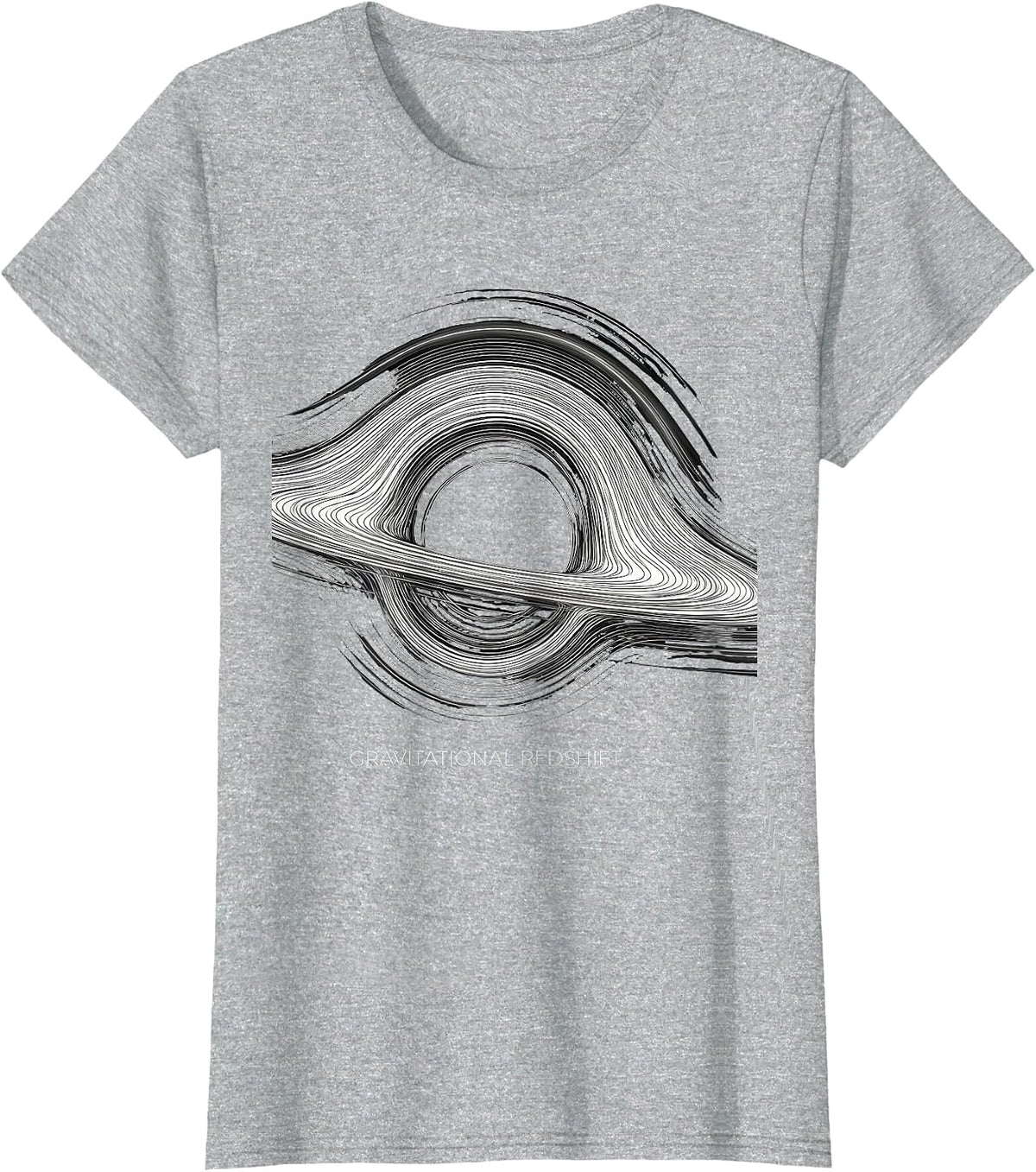 Gravitational Redshift Line Art Black Hole Science T-Shirt - Heather Grey