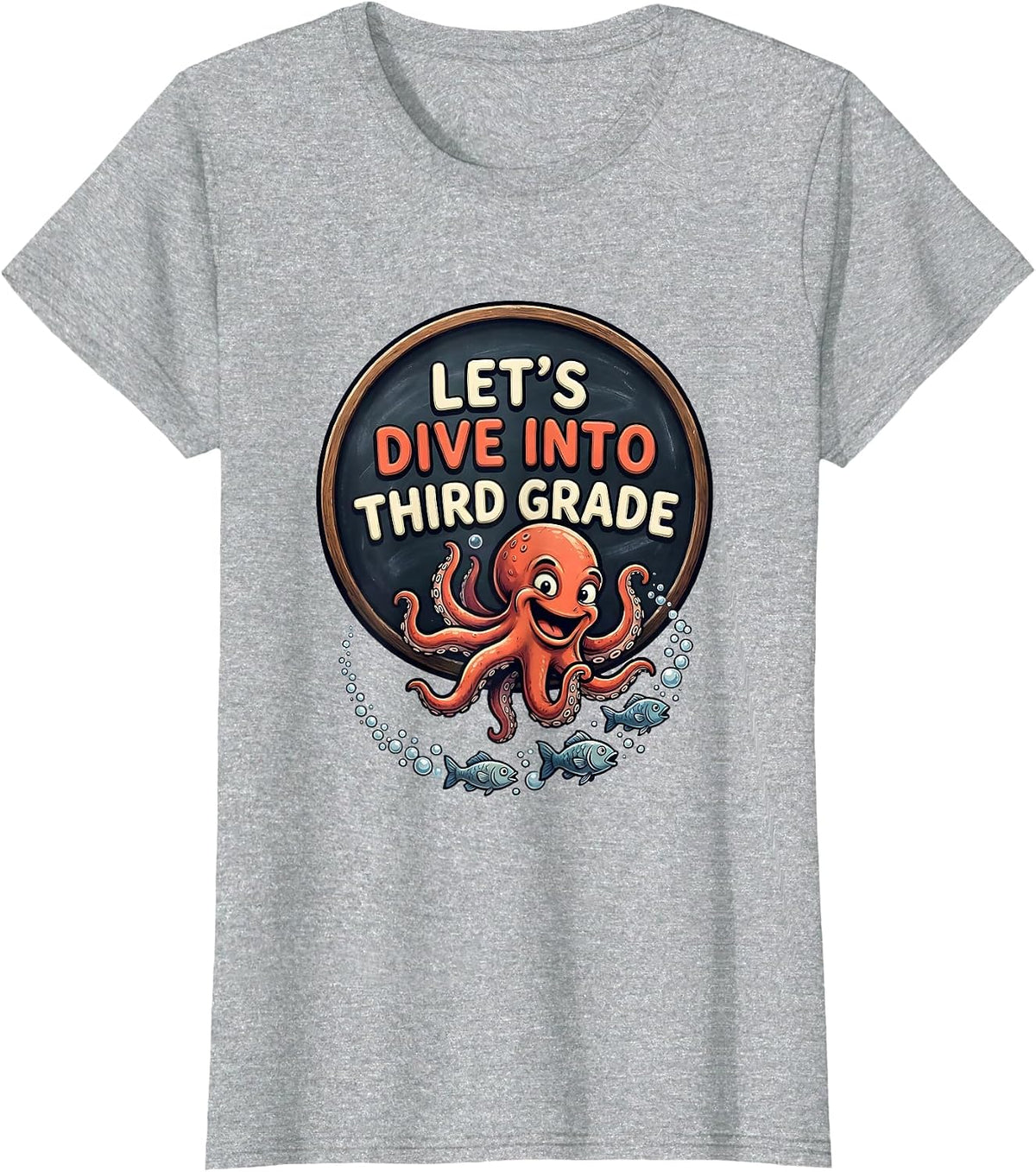 Let's Dive Into Third Grade Cartoon Teacher Back To School T-Shirt - Heather Grey