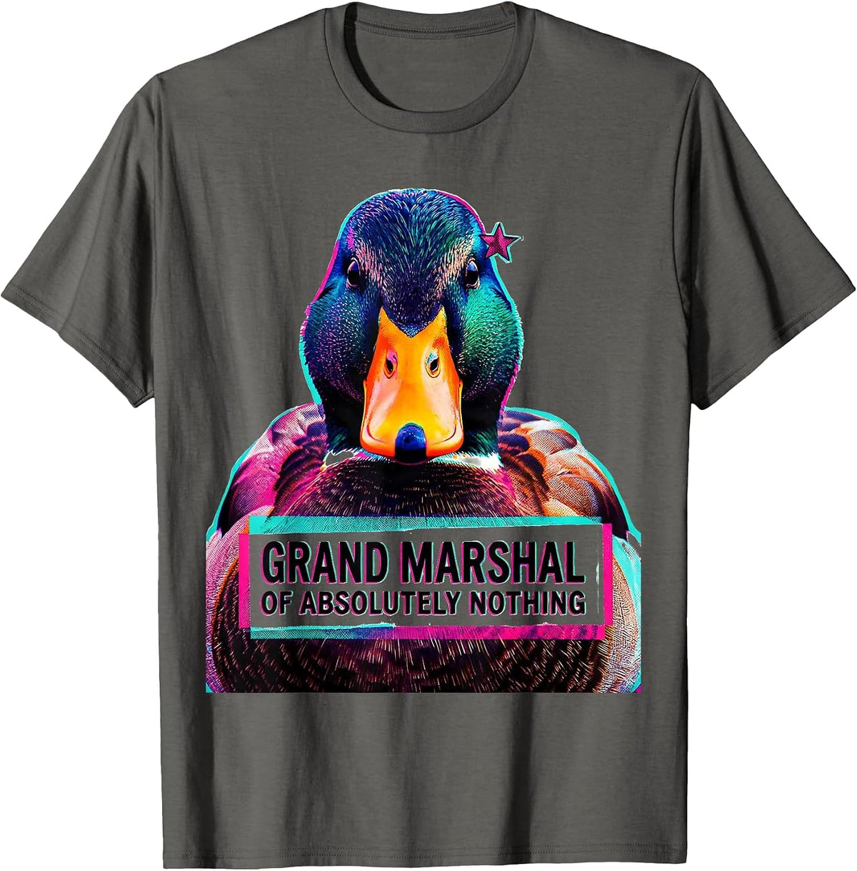 Grand Marshal of Absolutely Nothing Funny Duck Novelty Humor T-Shirt - Asphalt Grey