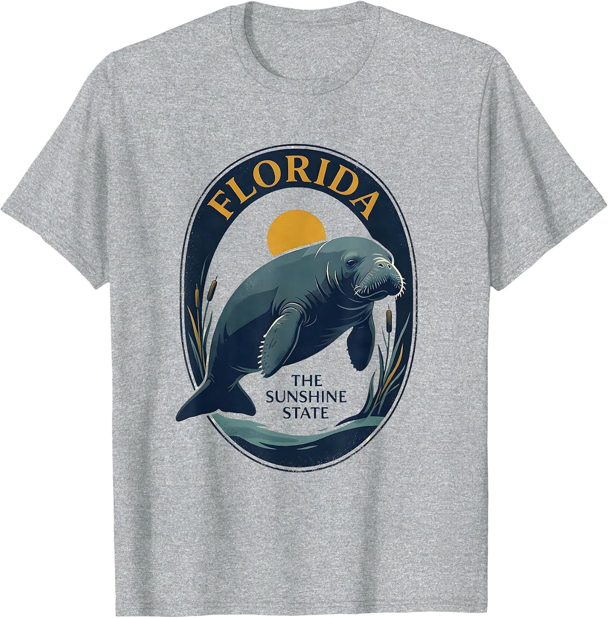 Men's Florida The Sunshine State Vintage Manatee Souvenir T-Shirt - Heather Grey
