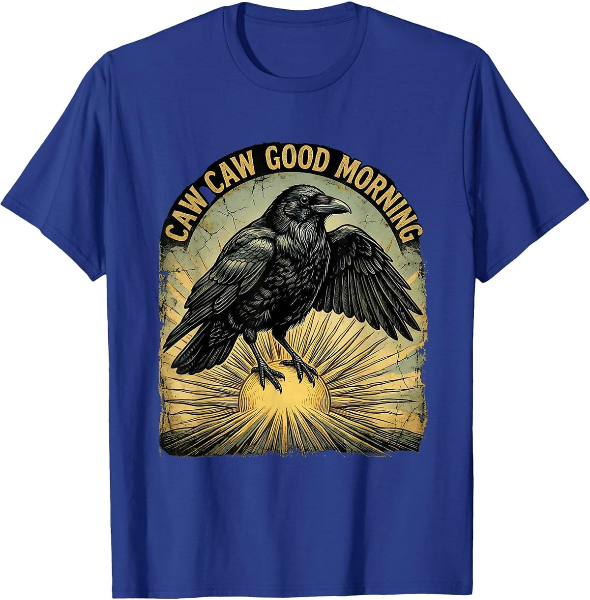 Men's Caw Caw Good Morning Crow Lover Design T-Shirt - Royal Blue