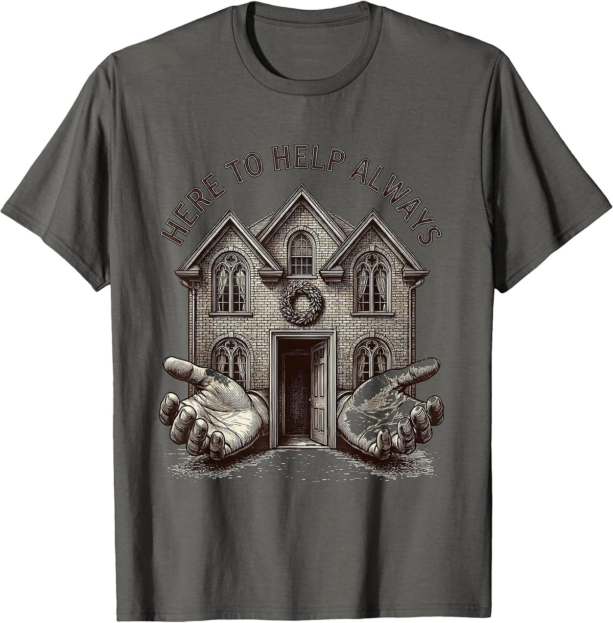 Altruismo House Here to Help Always Design T-Shirt - Asphalt Grey
