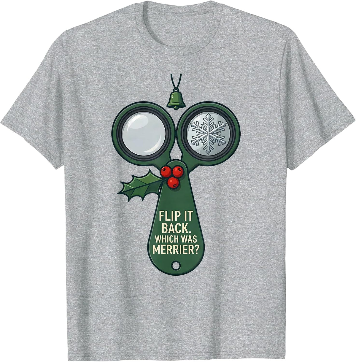 Men's Flip It Back Which Was Merrier Funny Optometrist Christmas T-Shirt - Heather Grey