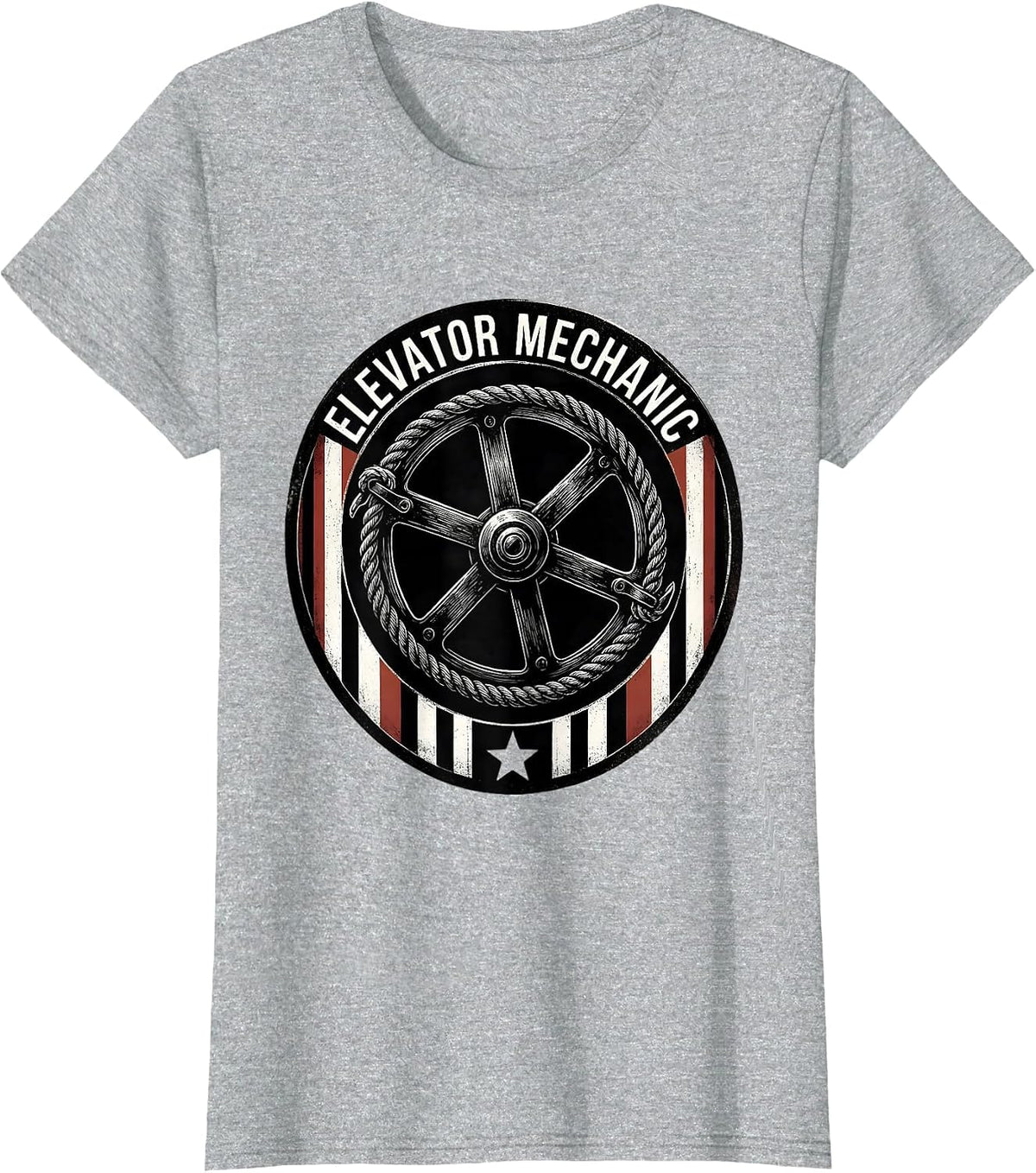 Elevator Mechanic Scratchboard Patriotic American Flag Gift T-Shirt - Heather Grey