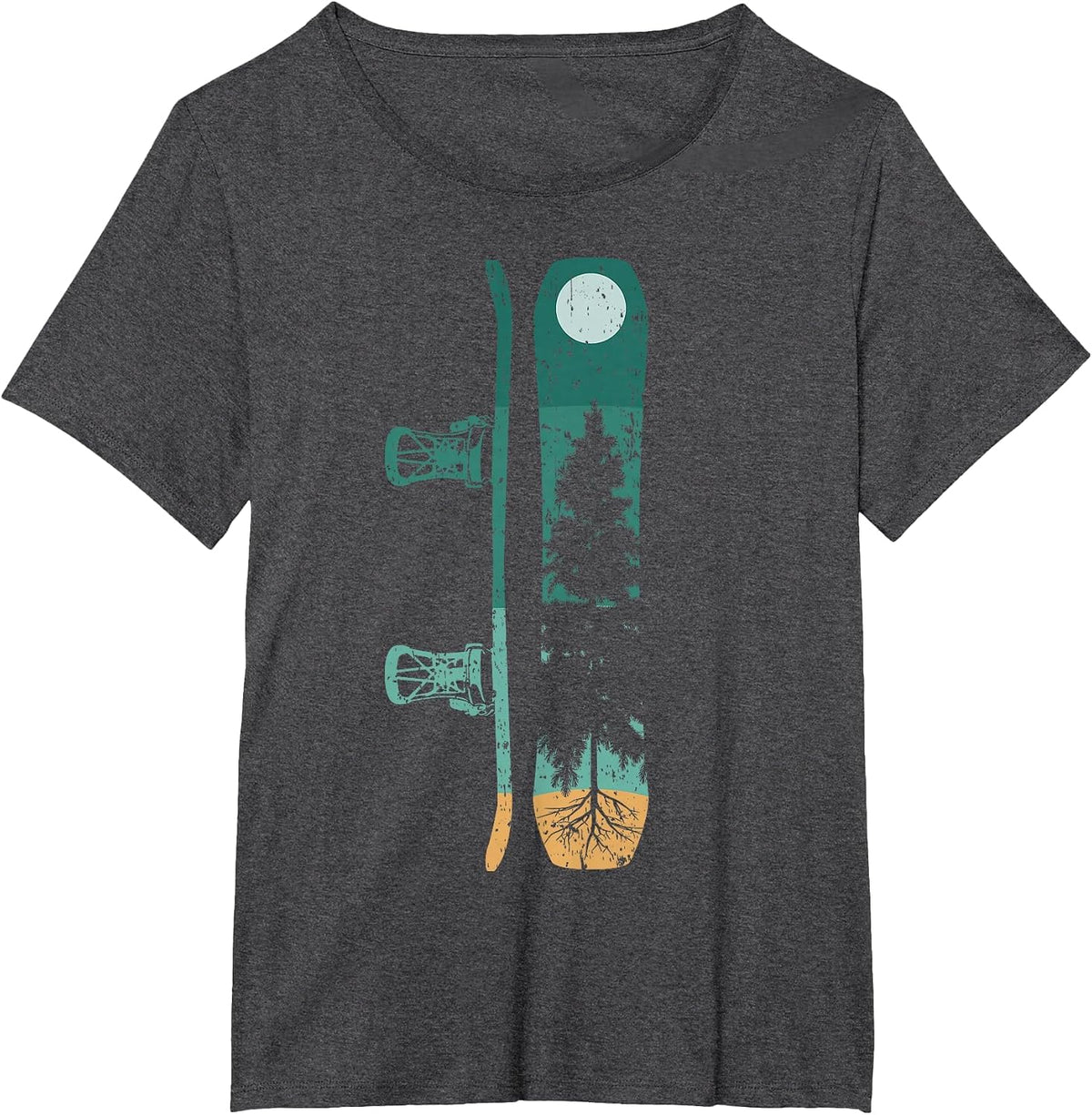 Pine Tree Snowboard Snowboarding T-Shirt - Dark Heather Grey