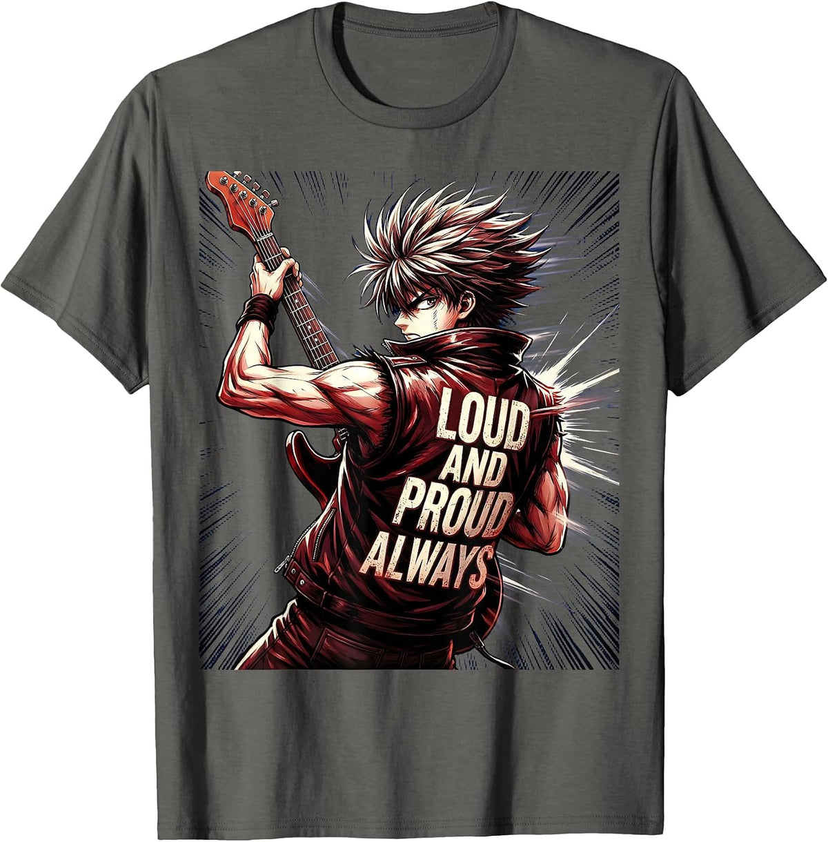 Loud and Proud Always Rock Band Music Design T-Shirt - Asphalt Grey