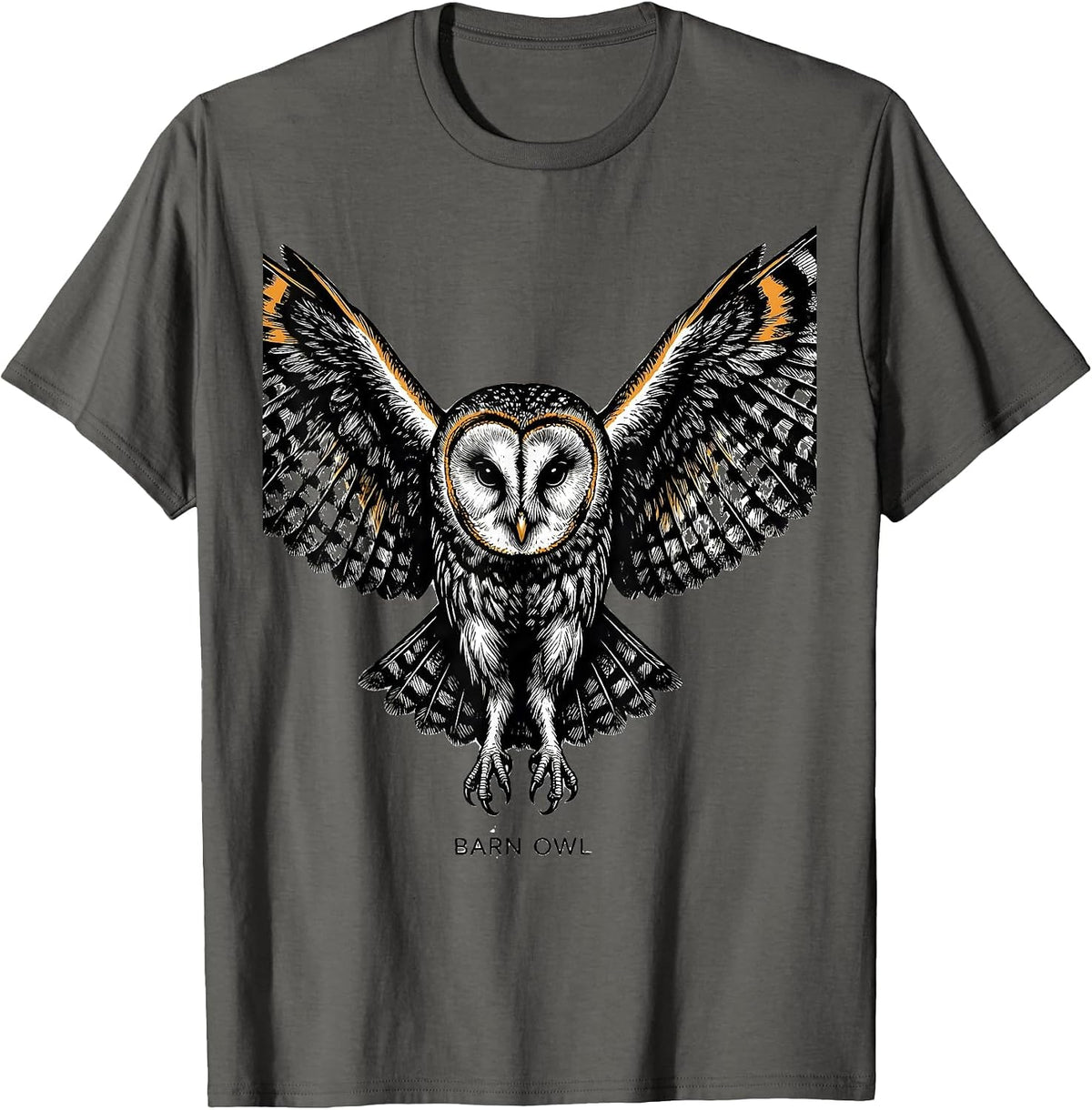 Men's Barn Owl Scratchboard Funny Owl Lover Bird Enthusiast T-Shirt - Asphalt Grey
