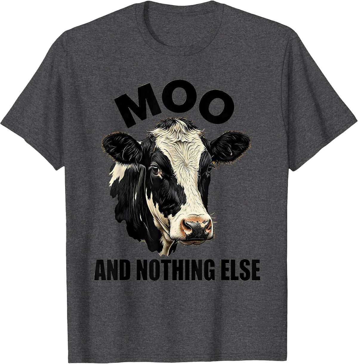 Men's Moo Cow Graphic Design for Animal Lovers T-Shirt - Dark Heather Grey