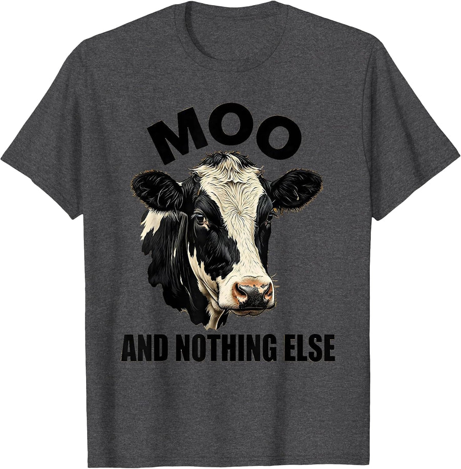Men's Moo Cow Graphic Design for Animal Lovers T-Shirt - Dark Heather Grey