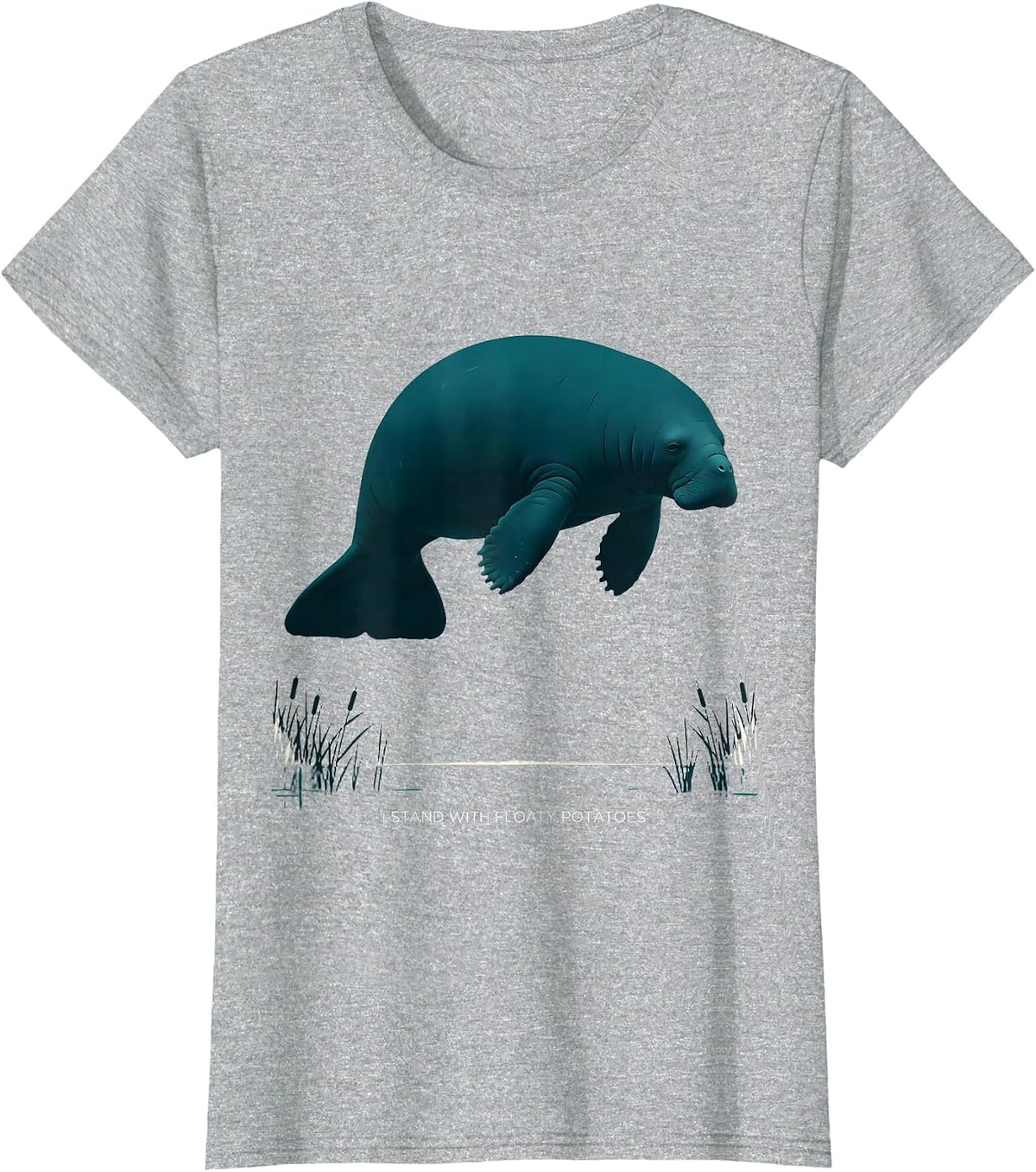 Women's I Stand With Floaty Potatoes Funny Manatee Lover Gift T-Shirt - Heather Grey
