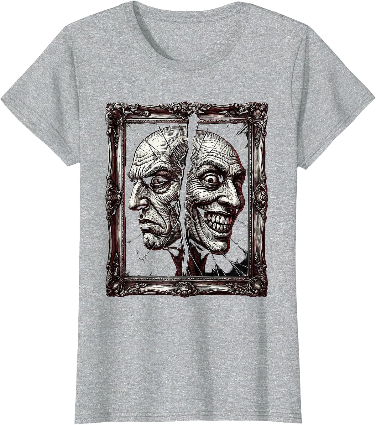 Big Brother Smiling Reflection Graphic Design T-Shirt - Heather Grey