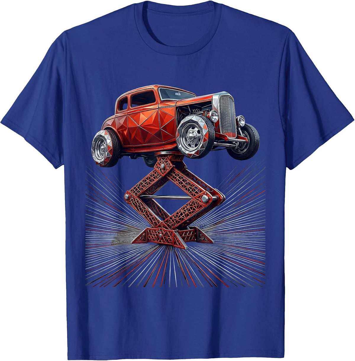 Men's Vintage Garage Jack Classic Hot Rod Illustration T-Shirt - Royal Blue