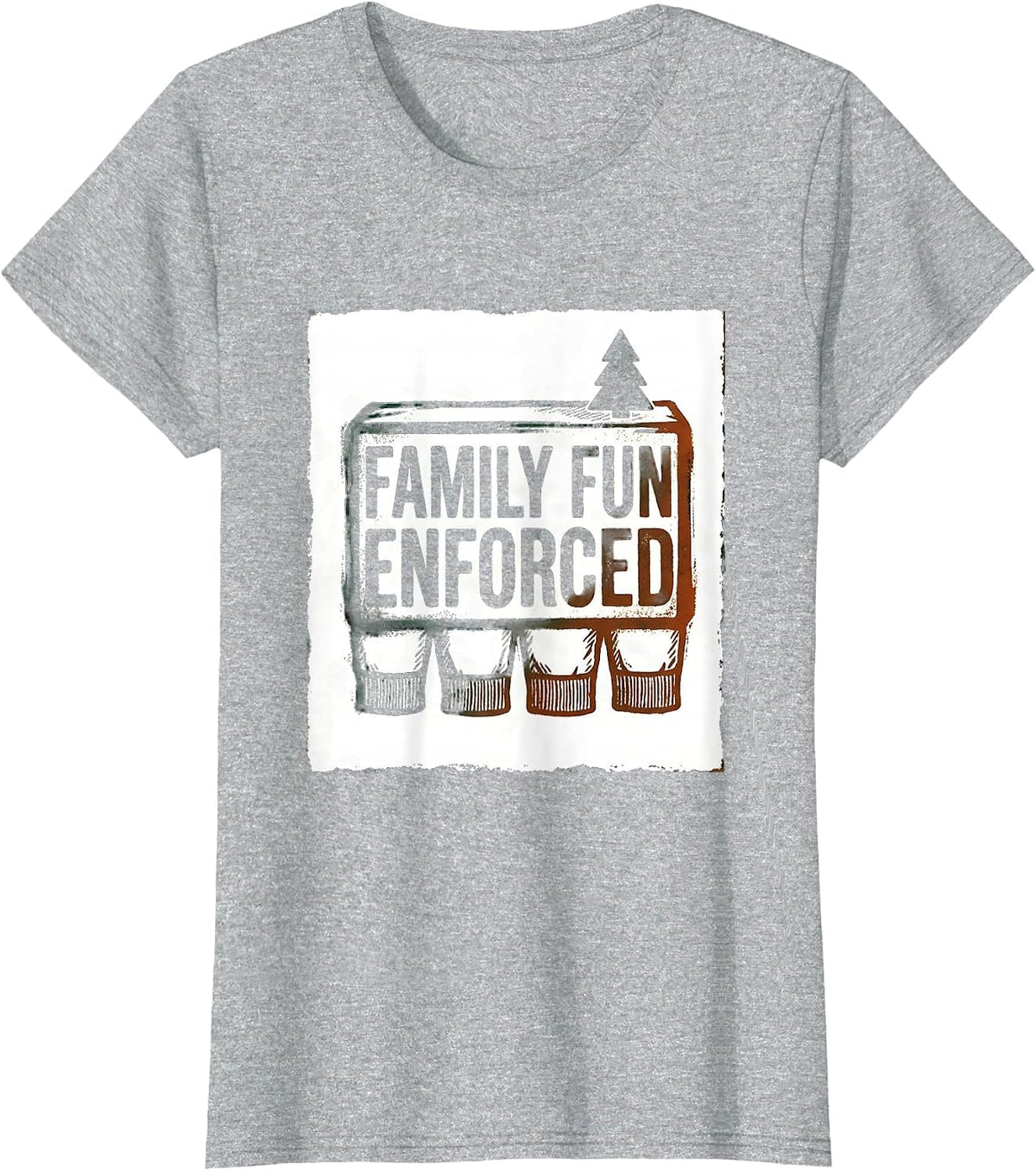 Family Fun Enforced Rubber Stamp Christmas Pajamas Matching T-Shirt - Heather Grey