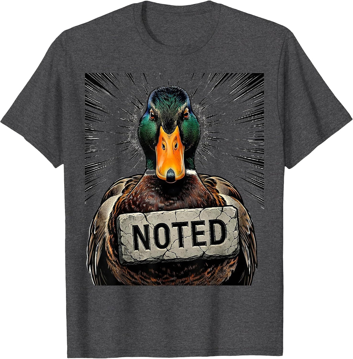 Noted Comic Book Duck Humor Novelty Gift for Teens and Kids T-Shirt - Dark Heather Grey