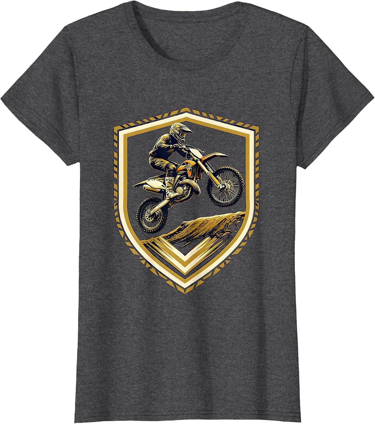 Women's 8th Birthday Dirt Bike Jump Kids Motocross Gift T-Shirt - Dark Heather Grey