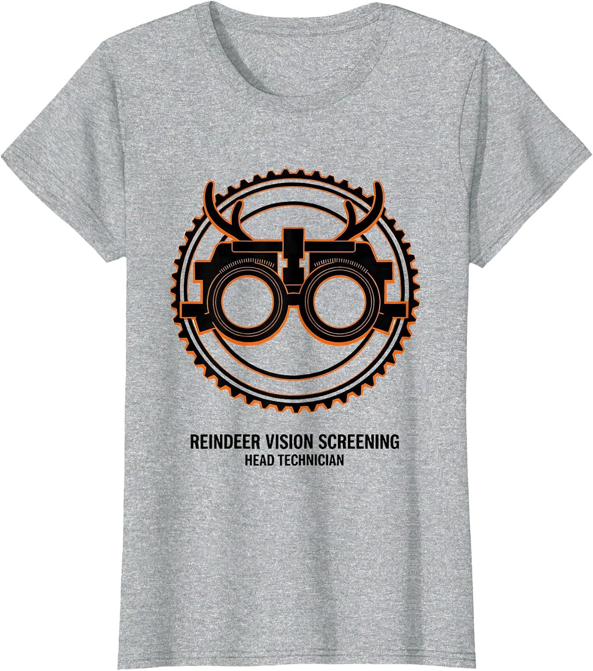 Women's Reindeer Vision Screening, Head Technician Optometrist T-Shirt - Heather Grey