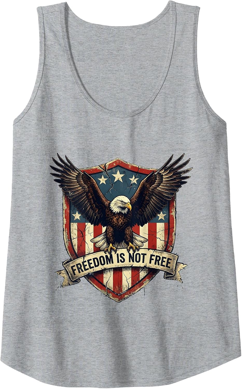Freedom Is Not Free Fourth of July Men's Design Tank Top - Heather Grey