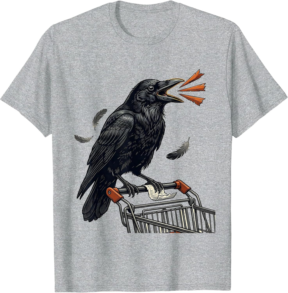 Men's Crow Profanity Pun Humor Gothic Dark Bird Lover T-Shirt - Heather Grey