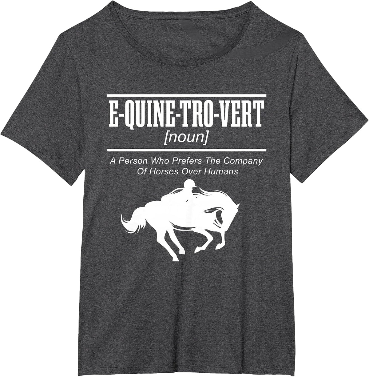 E-QUINE-TRO-VERT Equestrian Horseback Riding Horse Lover T-Shirt - Dark Heather Grey