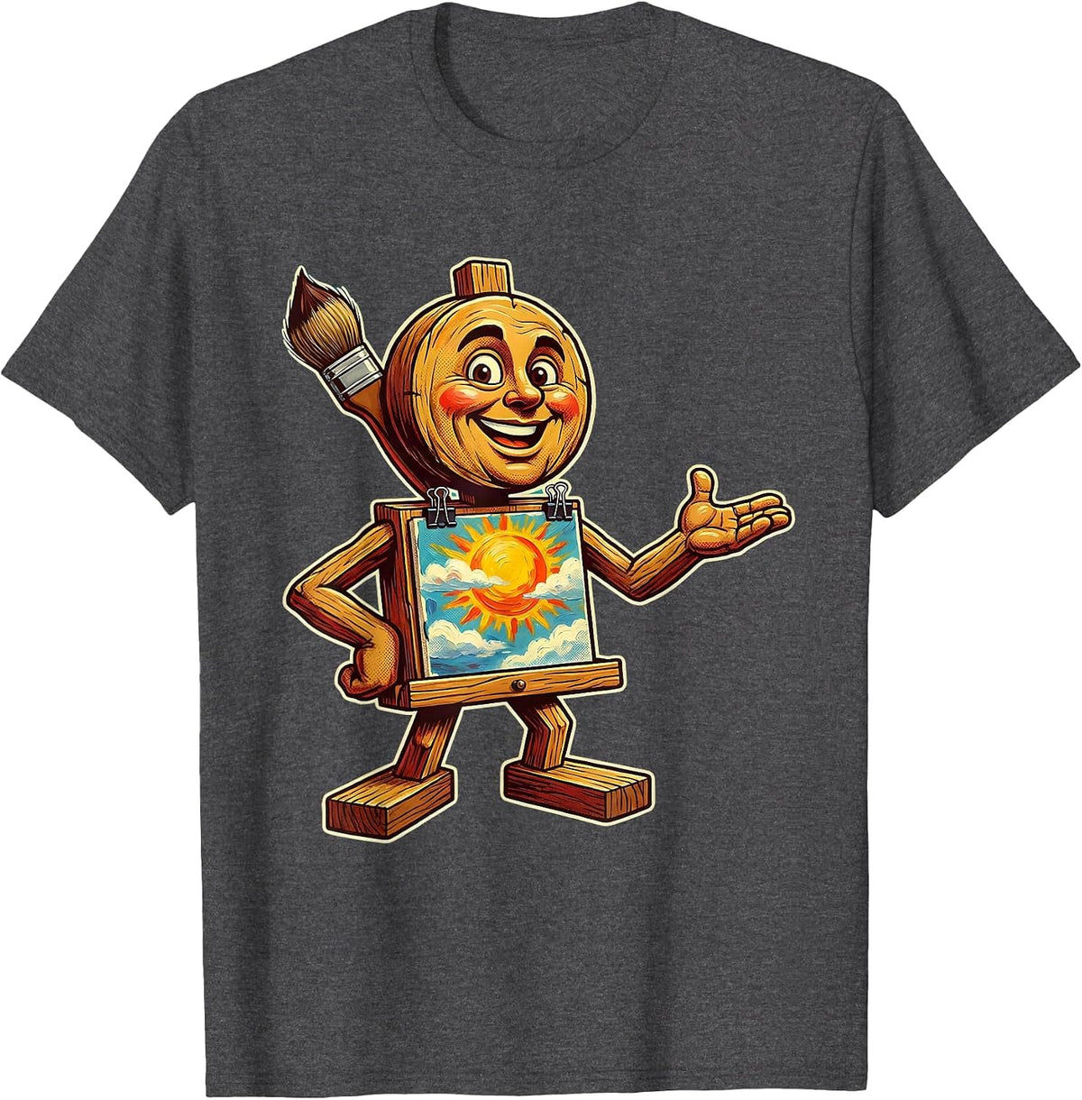 Men's Preschool Teacher Easel Painting Illustration T-Shirt - Dark Heather Grey