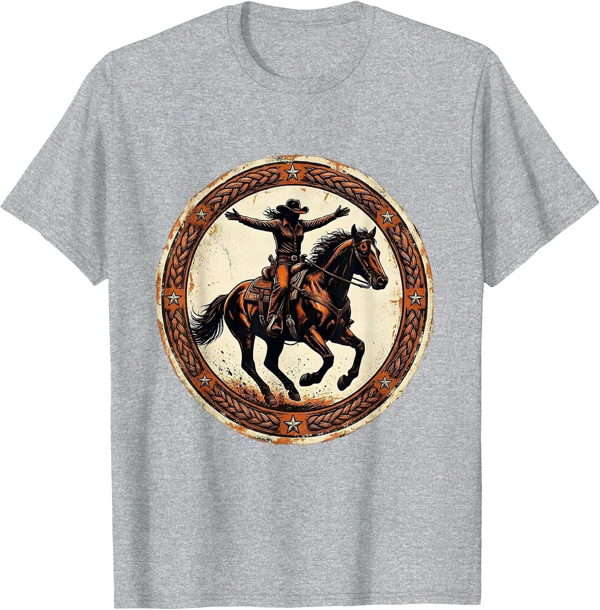 Men's Cowgirl Trick Riding Graphic Tee T-Shirt - Heather Grey