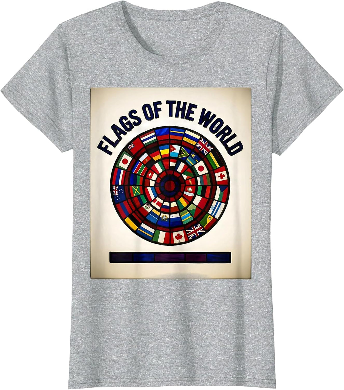 Women's Flags Of The World Stained Glass Mosaic Geography Lover Gift T-Shirt - Heather Grey