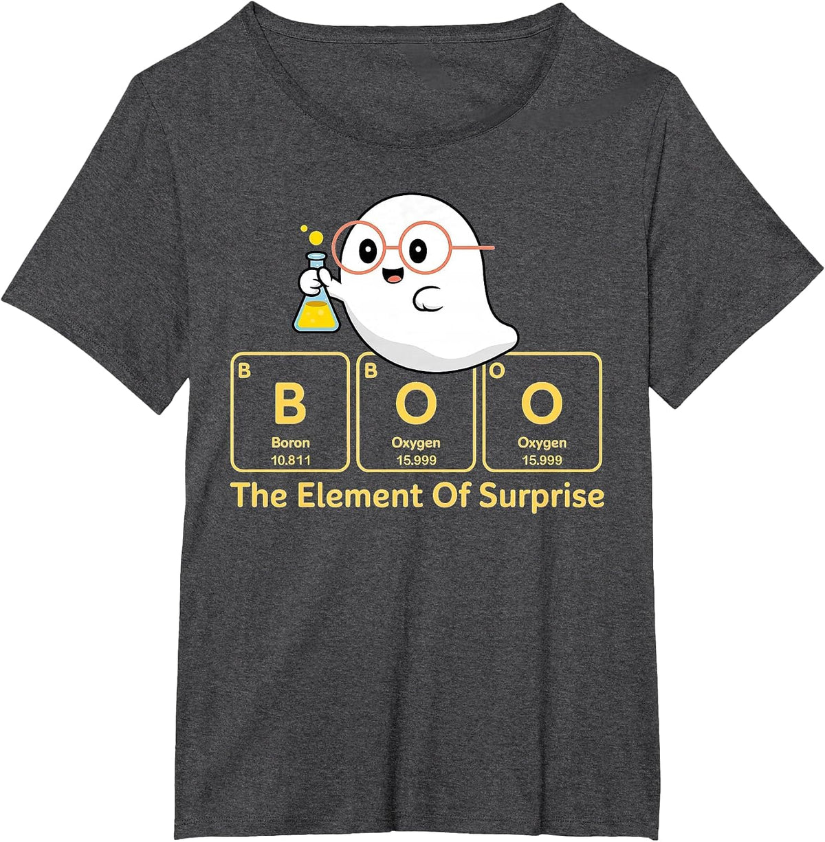 Boo The Element of Surprise Halloween T-Shirt - Dark Heather Grey