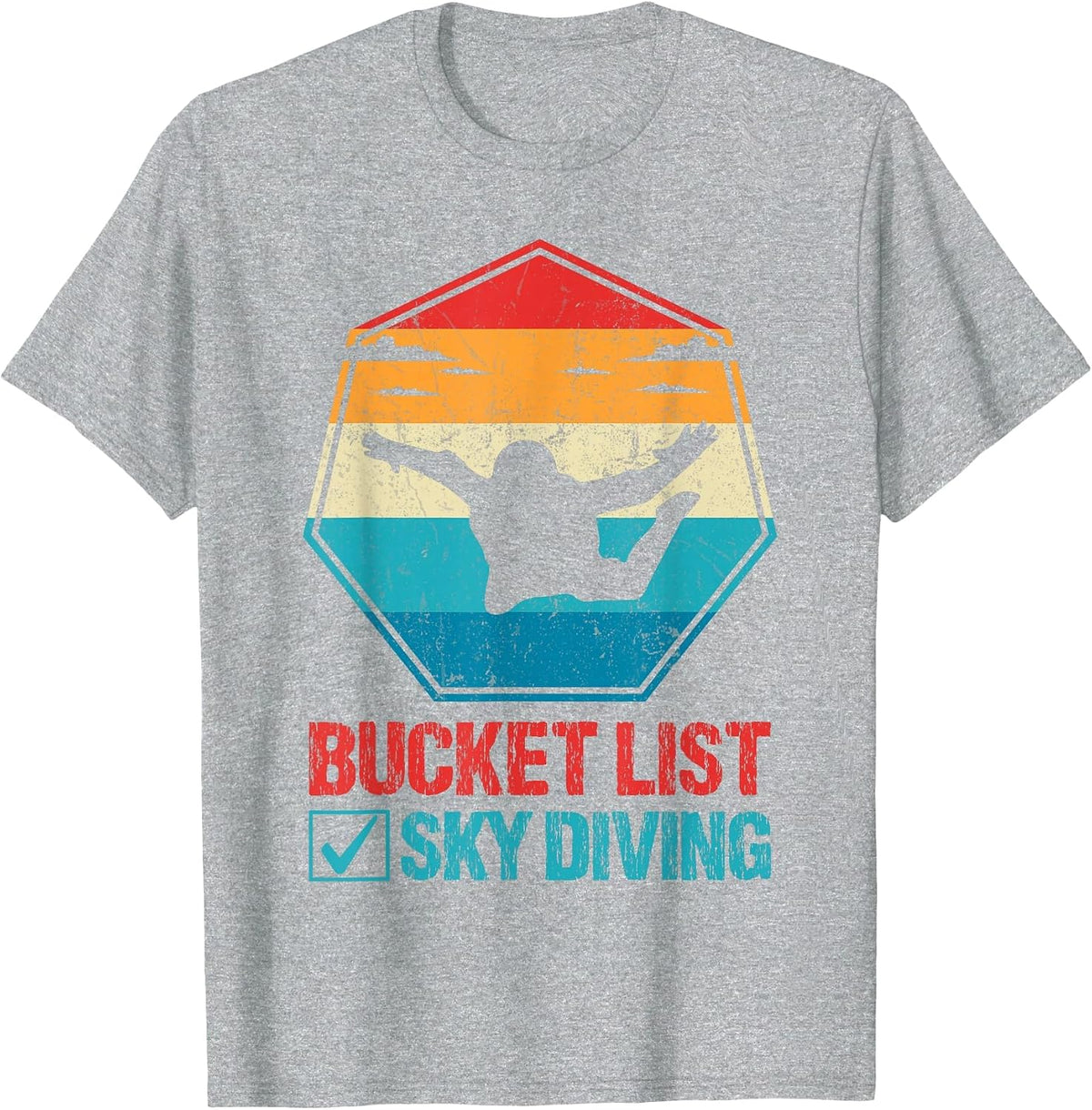 Bucket List Sky Diving Vintage Retro Skydiver T-Shirt - Heather Grey
