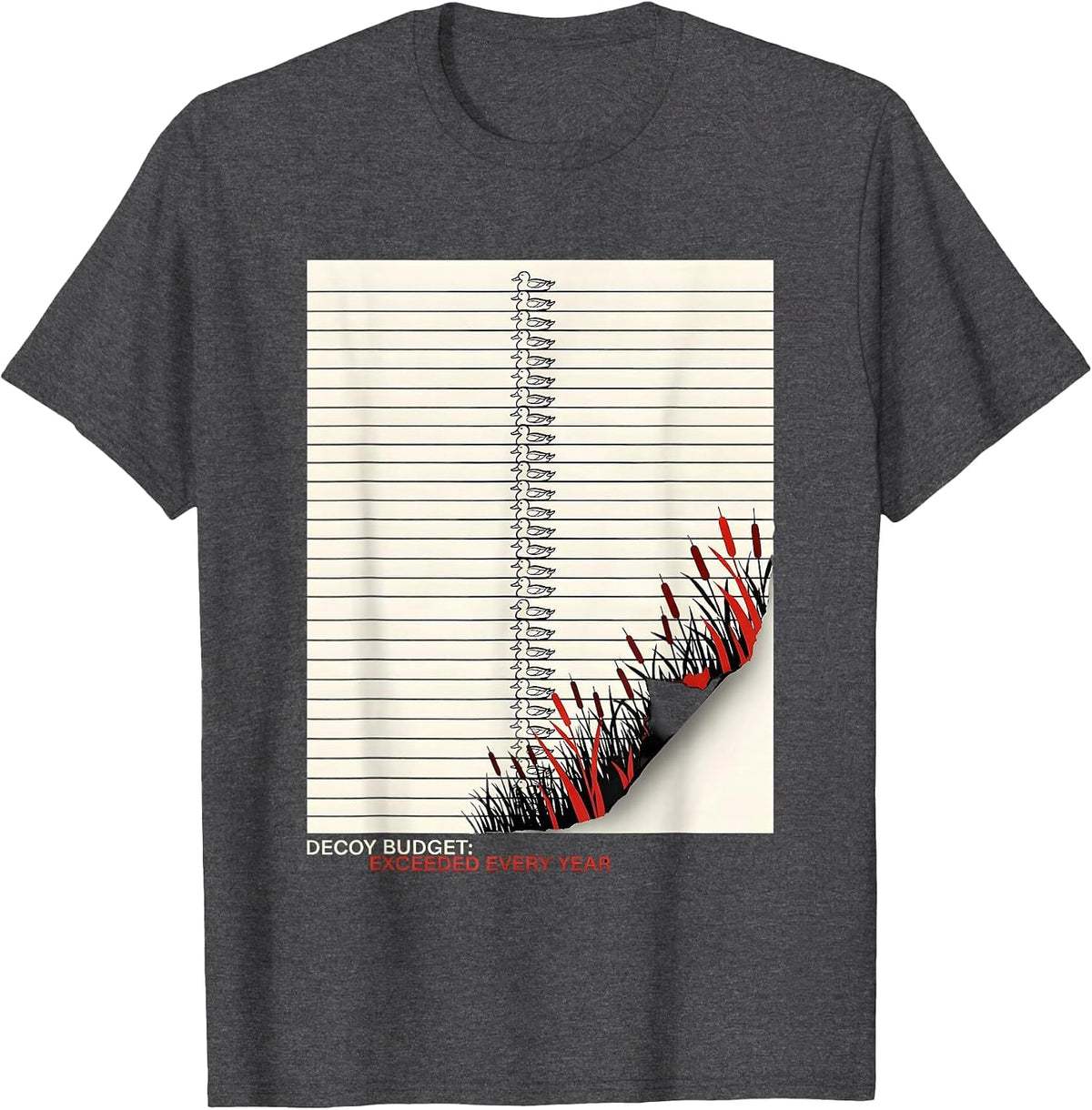 Men's Decoy Budget: Exceeded Every Year Funny Duck Hunting Dad T-Shirt - Dark Heather Grey