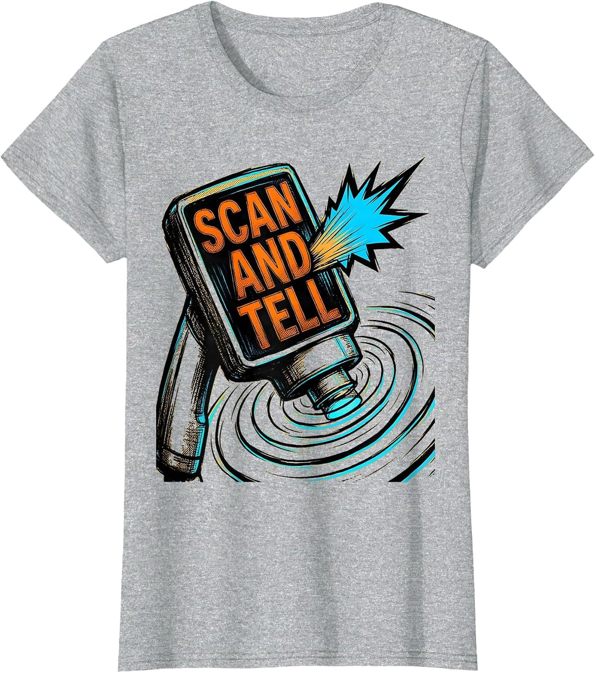 Women's Scan And Tell Comic Book Sonographer Ultrasound Tech Humor T-Shirt - Heather Grey