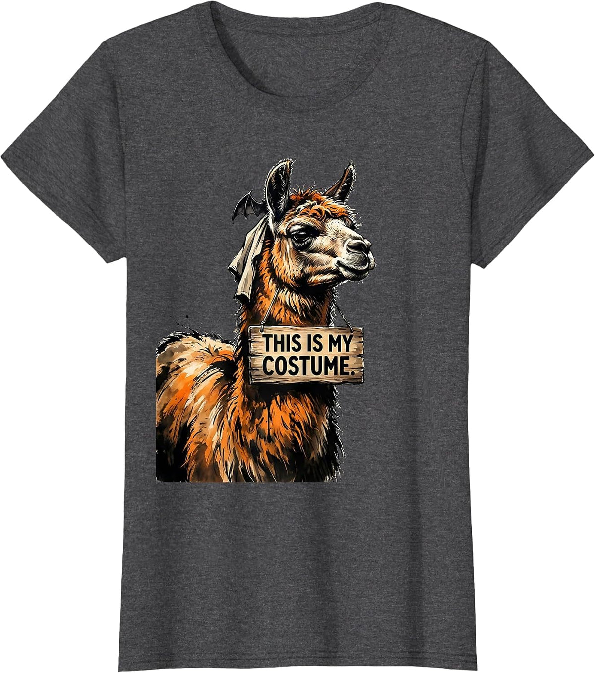Women's This Is My Costume Funny Llama Alpaca Animal Lover Halloween T-Shirt - Dark Heather Grey