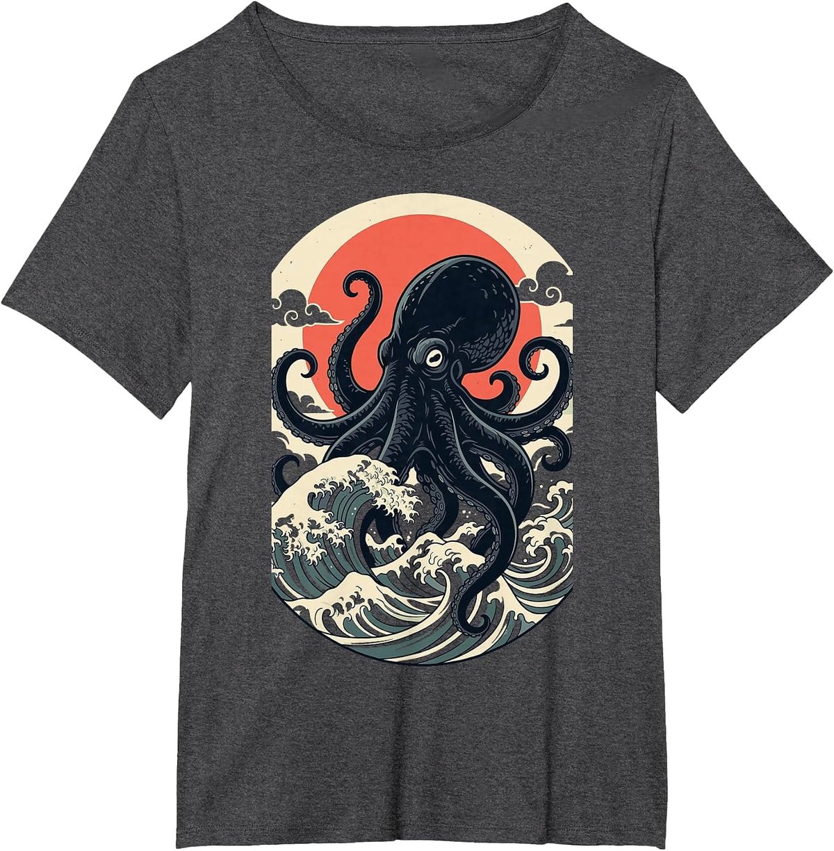 Giant Sea Creature Art Men Women Funny Octopus T-Shirt - Dark Heather Grey