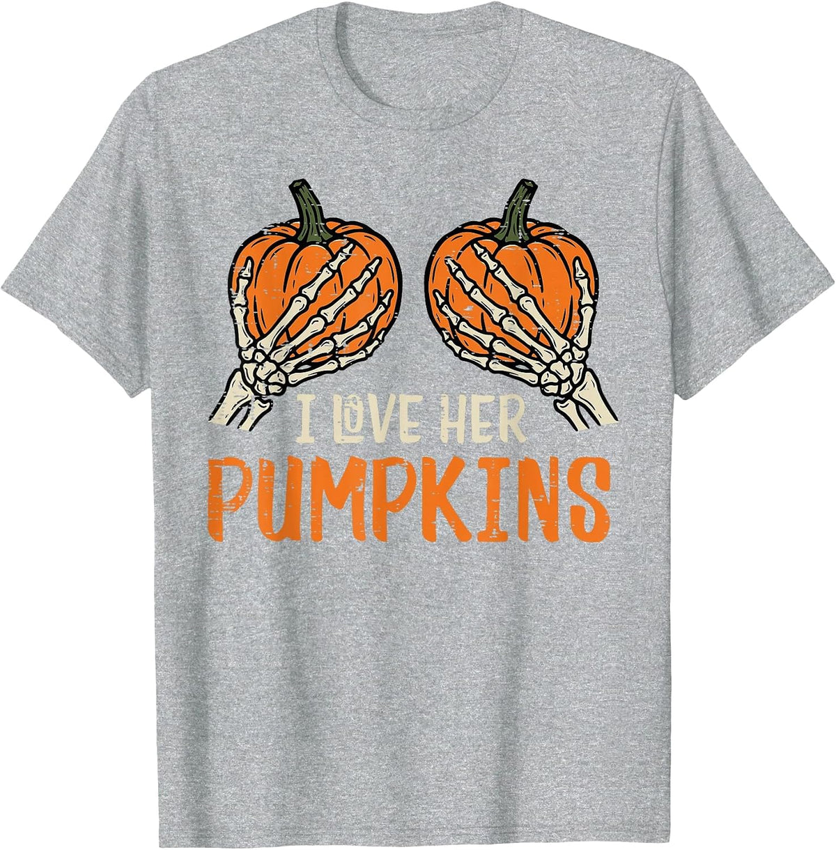 Halloween I Love Her Pumpkins Couple Matching Costume Men T-Shirt - Heather Grey