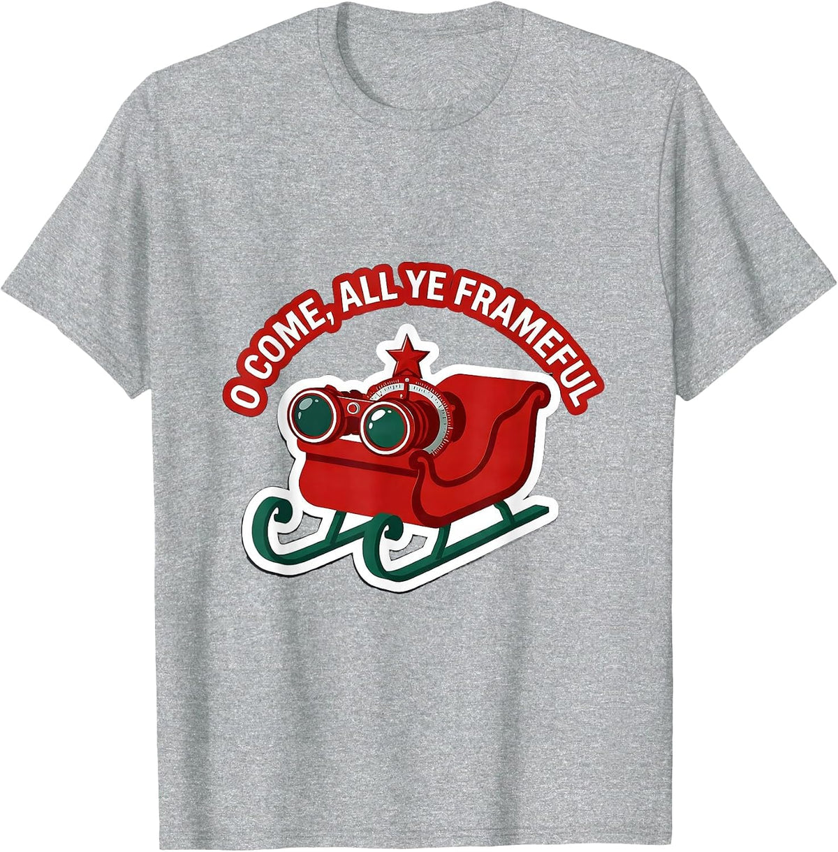 Men's O Come, All Ye Frameful Funny Optometrist Christmas Clinic T-Shirt - Heather Grey