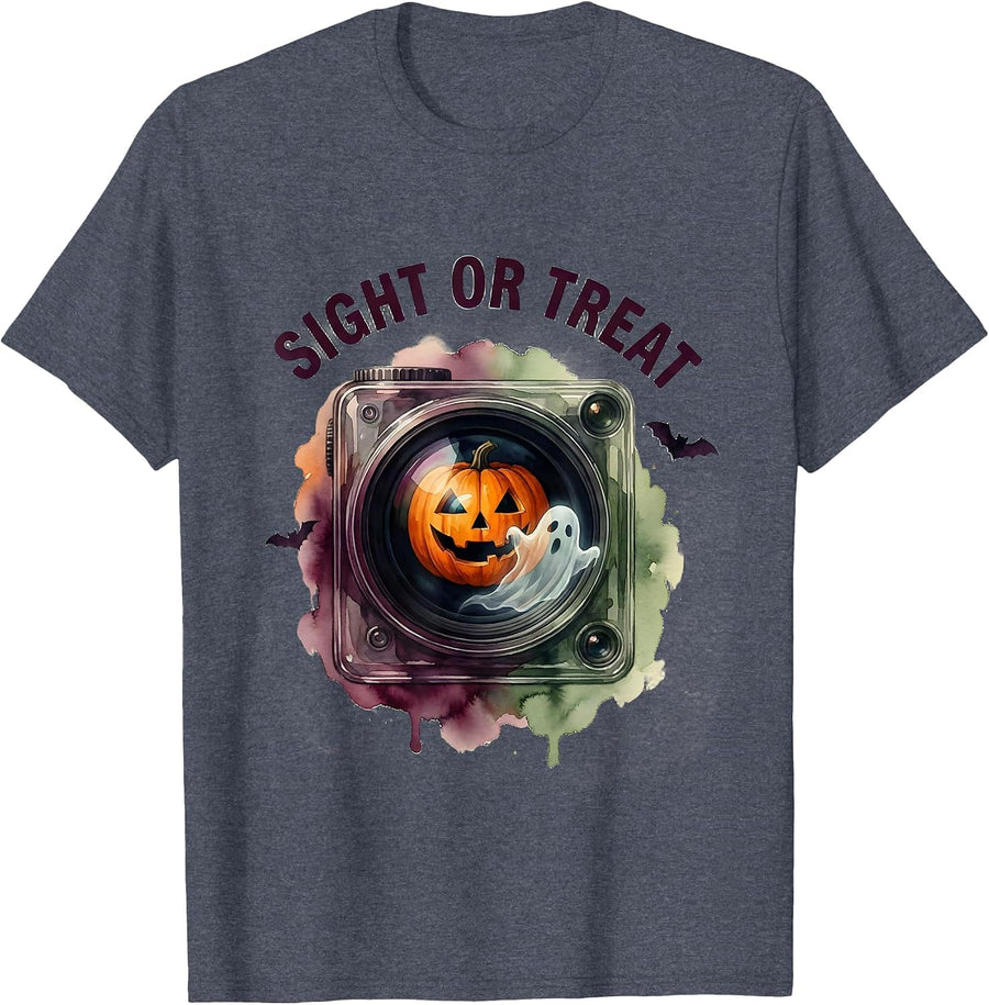 Sight or Treat Watercolor Halloween Optometrist Eye Doctor T-Shirt - Heather Blue