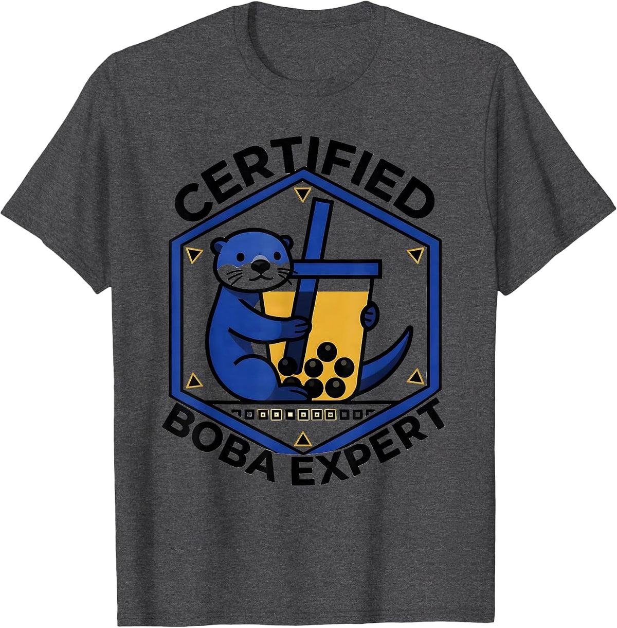 Certified Boba Expert Kawaii Anime Otter Boba Tea Birthday T-Shirt - Dark Heather Grey