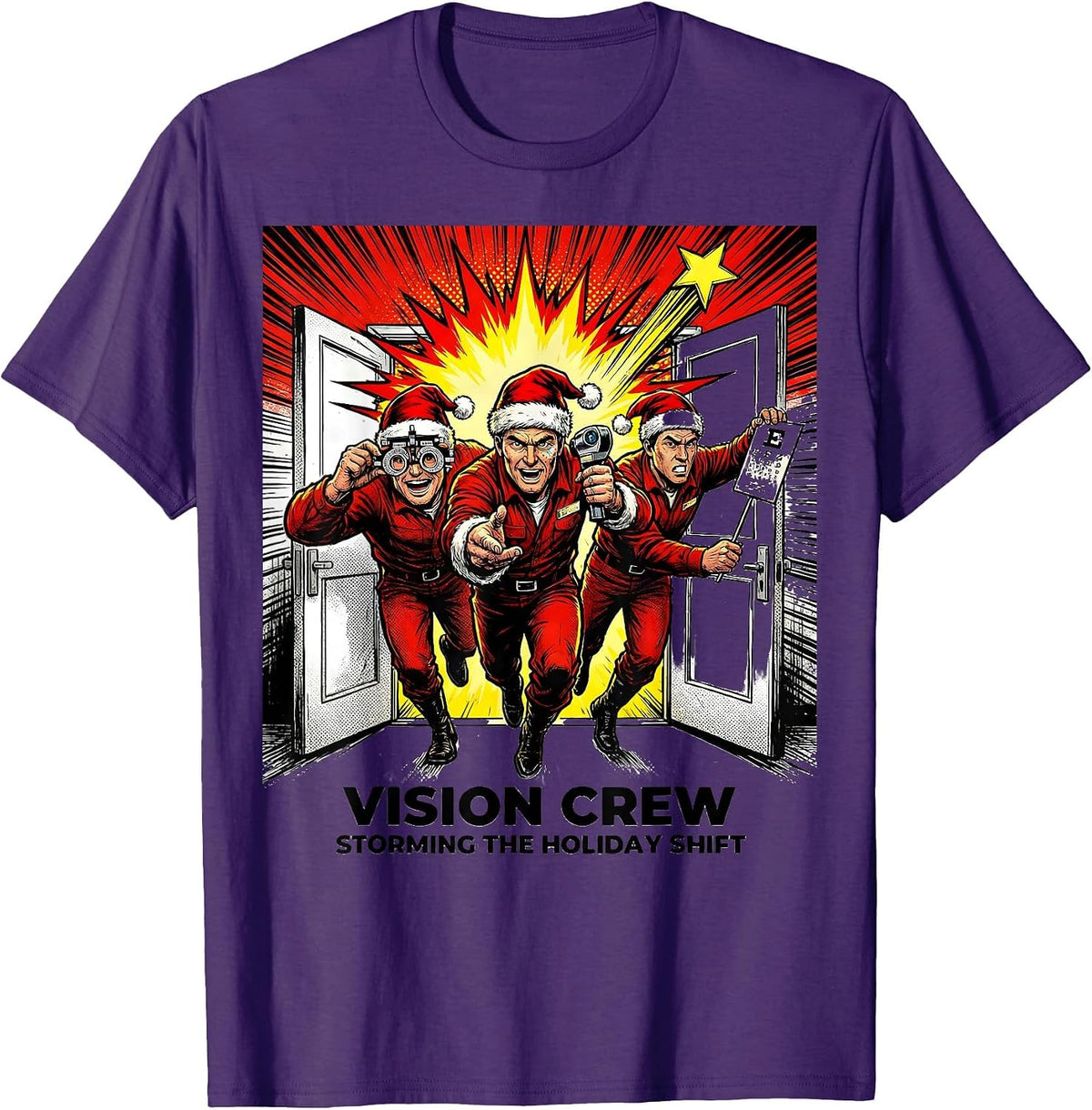 Vision Crew, Storming The Holiday Shift Funny Optometrist T-Shirt - Purple